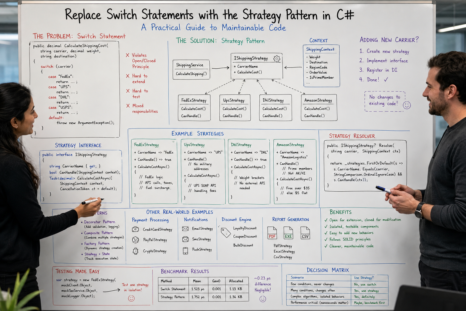 Replace Switch Statements with the Strategy Pattern in C#: A Practical Guide to Maintainable Code