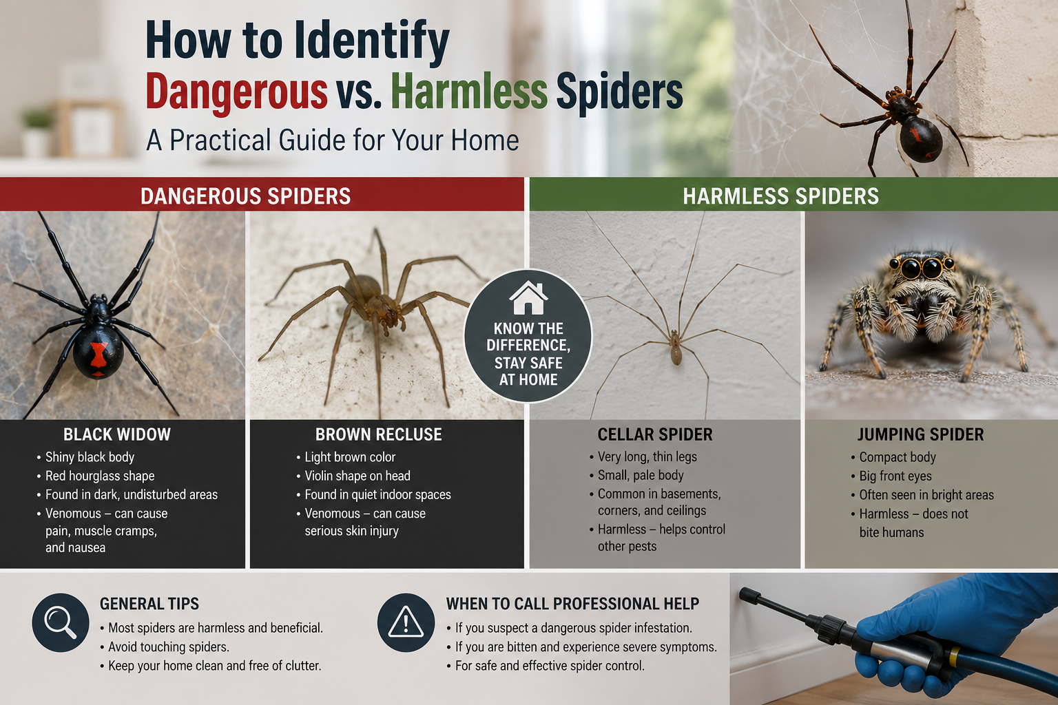 How to Identify Dangerous vs. Harmless Spiders at Home (A Practical Gu How to Identify Dangerous vs. Harmless Spiders at Home (A Practical Gu