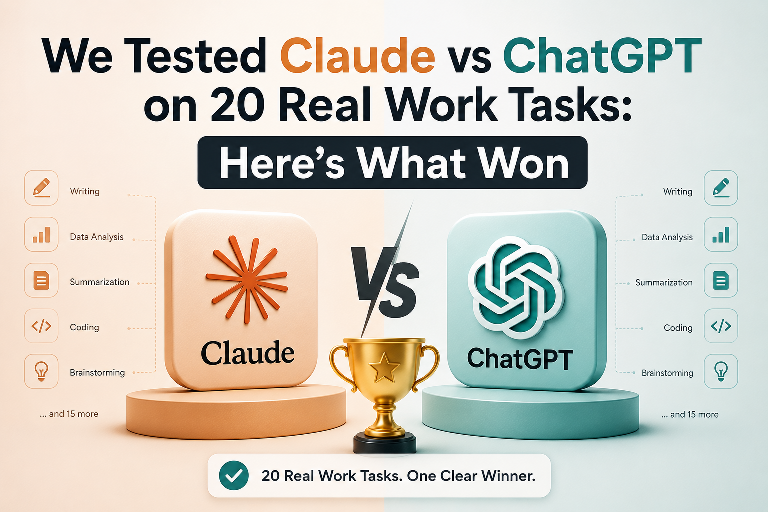 We Tested Claude vs ChatGPT on 20 Real Work Tasks: Here’s What Won