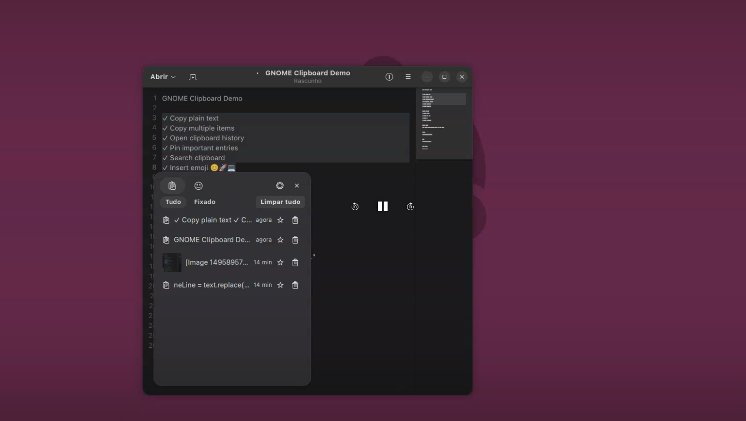 O clipboard inteligente do Windows 11, recriado no GNOME