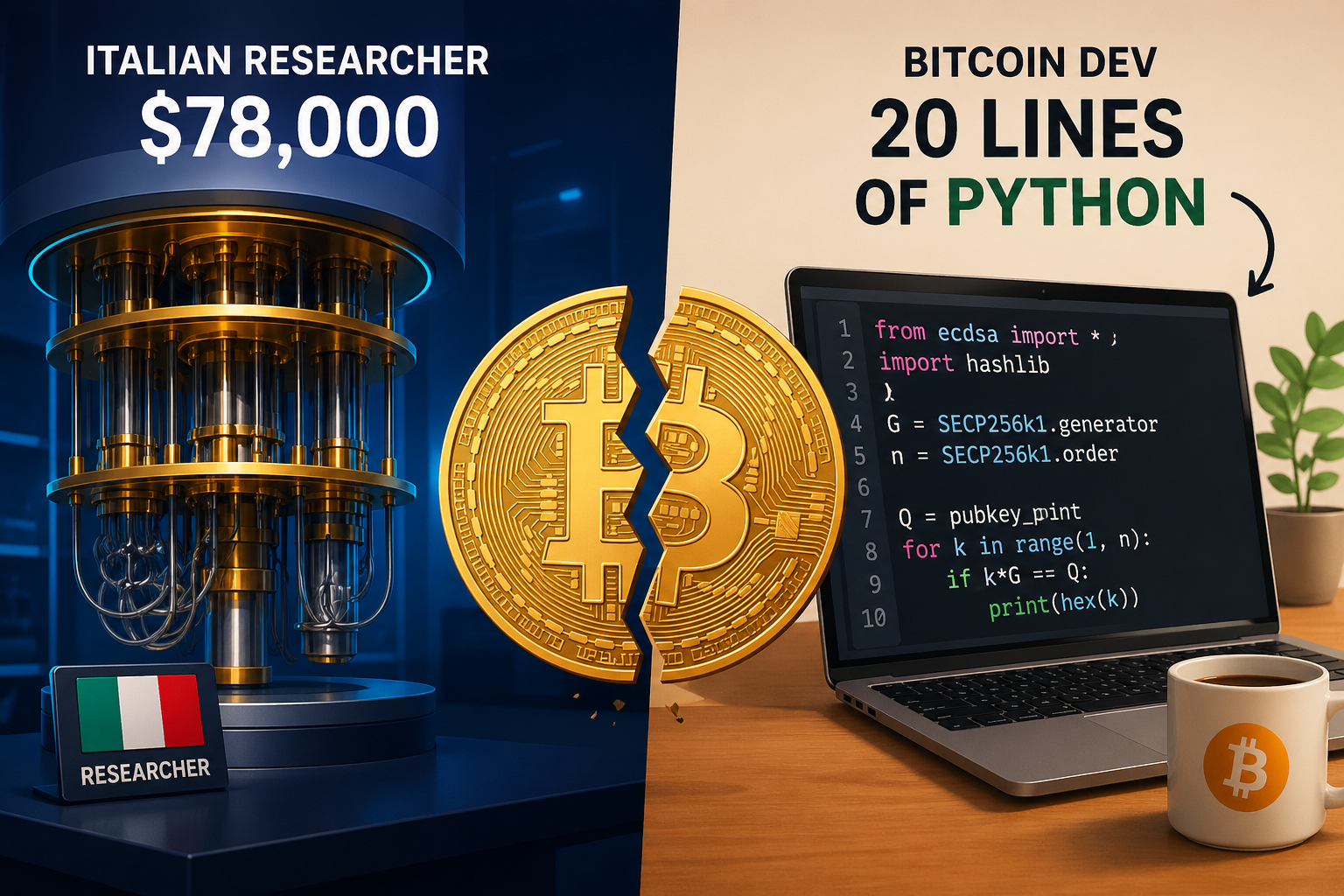An Italian Researcher Won $78,000 for “Breaking” Bitcoin With a Quantum Computer.