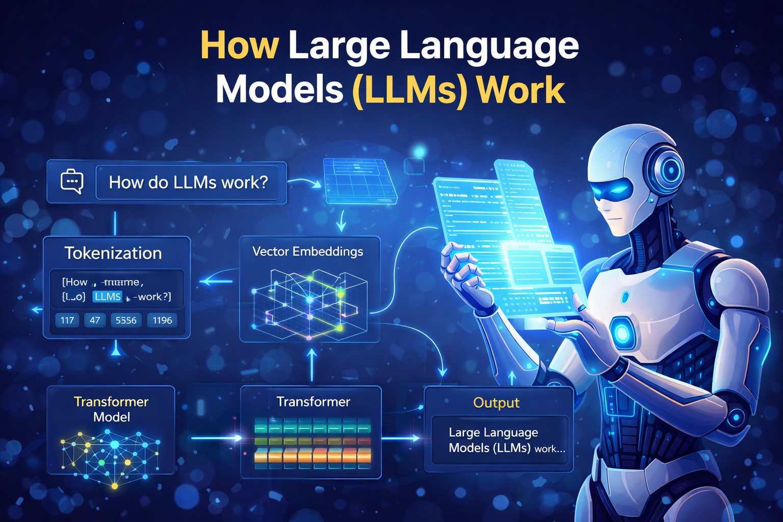 How Large Language Models (LLMs) Work: A Beginner’s Guide to Tokenization, Embeddings, Transformers