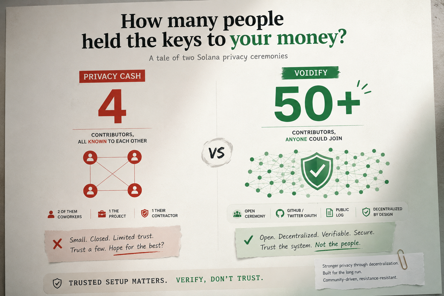 Privacy Cash’s 4-Person Trusted Setup vs Voidify’s Open Ceremony