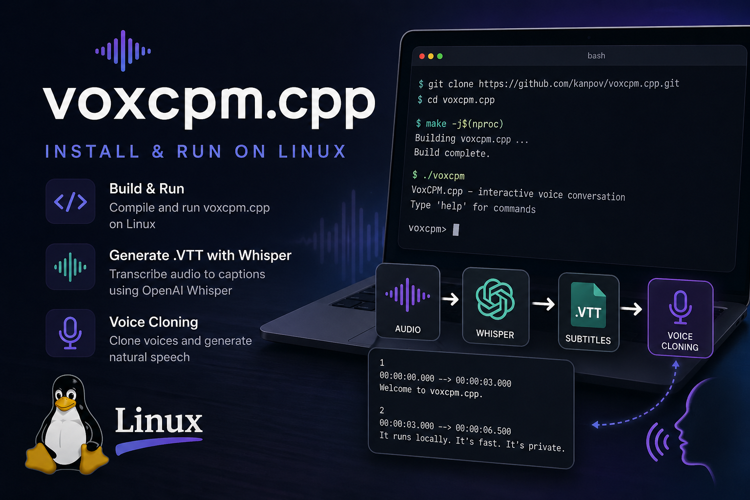 How to Compile and Run VoxCPM.cpp on Linux