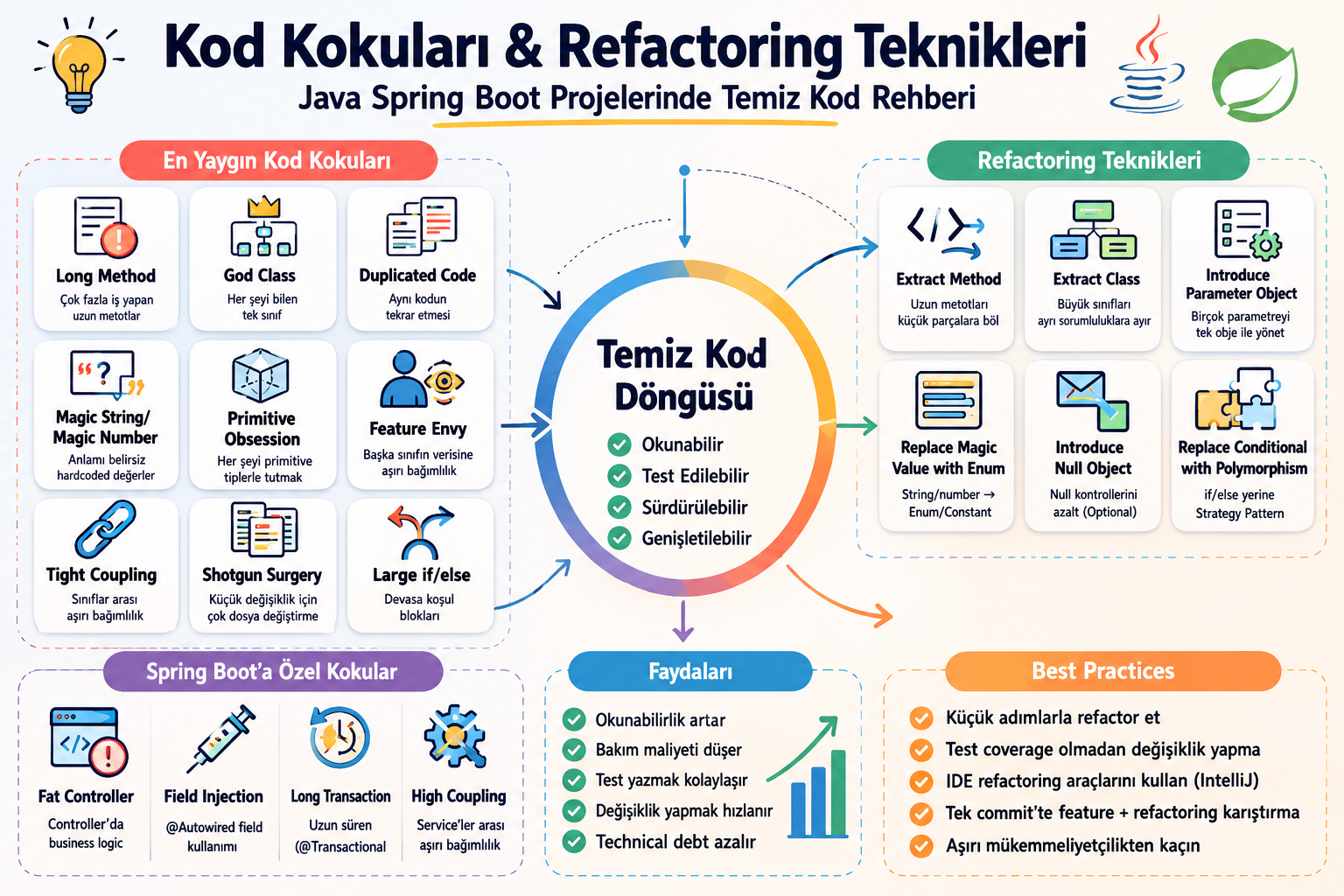 Kod Kokuları ve Refactoring Teknikleri: Java Spring Boot Projelerinde Temiz Kod Yazma Rehberi