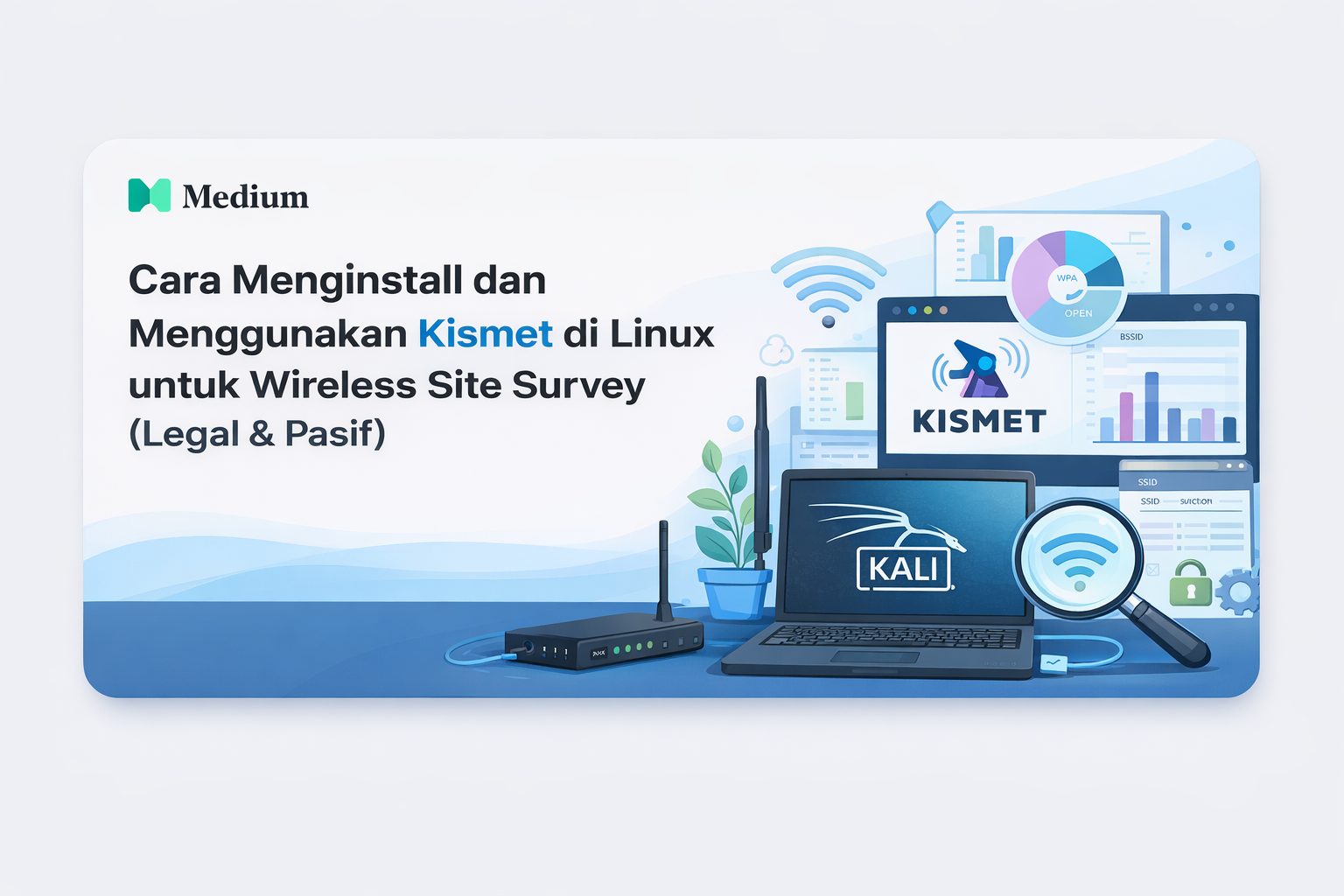 Cara mengistall dan Menggunakan Kismet di Linux untuk Wireless Site Survey (Legal & Pasif)