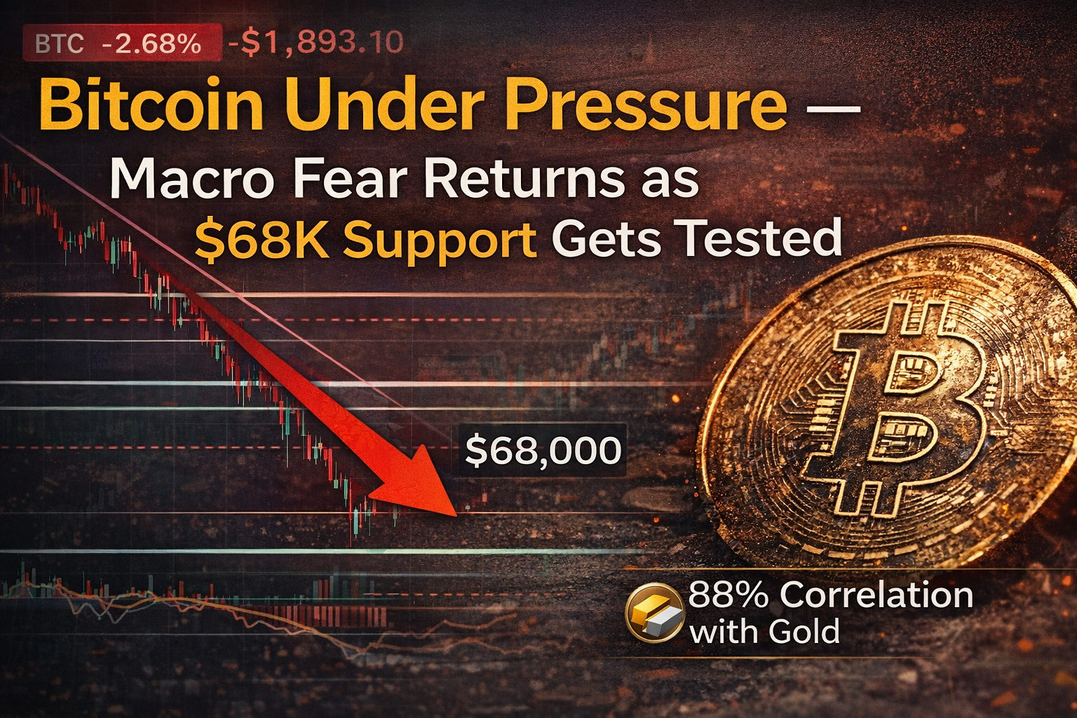 Bitcoin Under Pressure — Macro Fear Returns as $68K Support Gets Tested