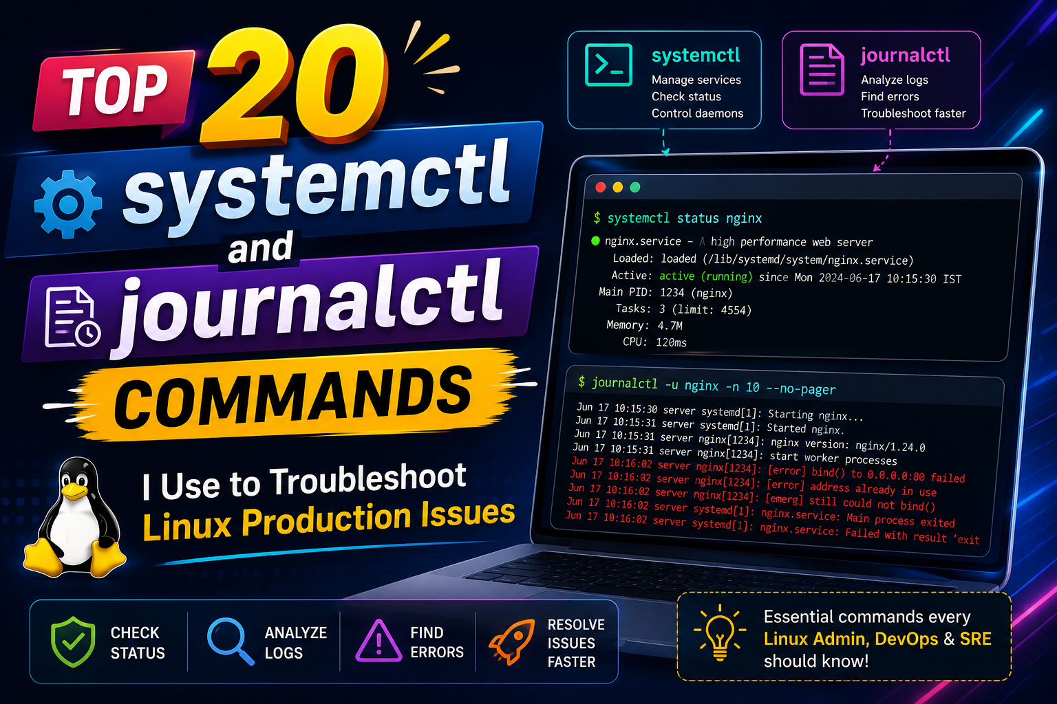 Top 20 systemctl and journalctl Commands I Use to Troubleshoot Linux Production Issues