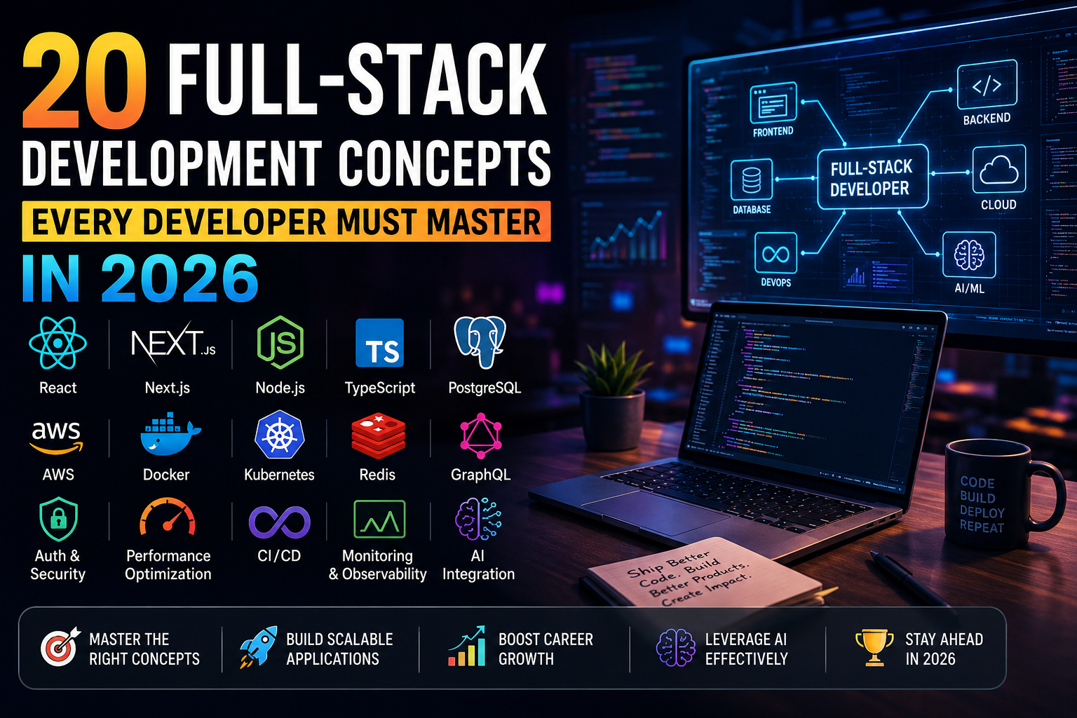 20 Full-Stack Development Concepts Every Developer Must Master in 2026