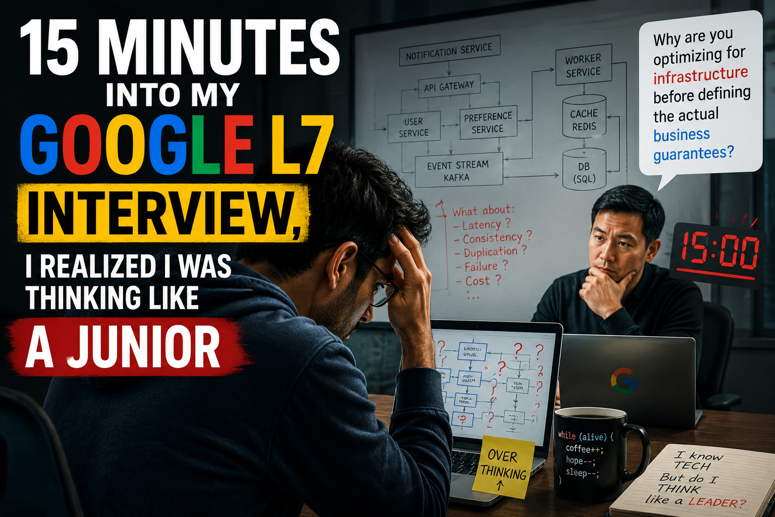 15 Minutes Into My Google L7 Interview, I Realized I Was Thinking Like a Junior