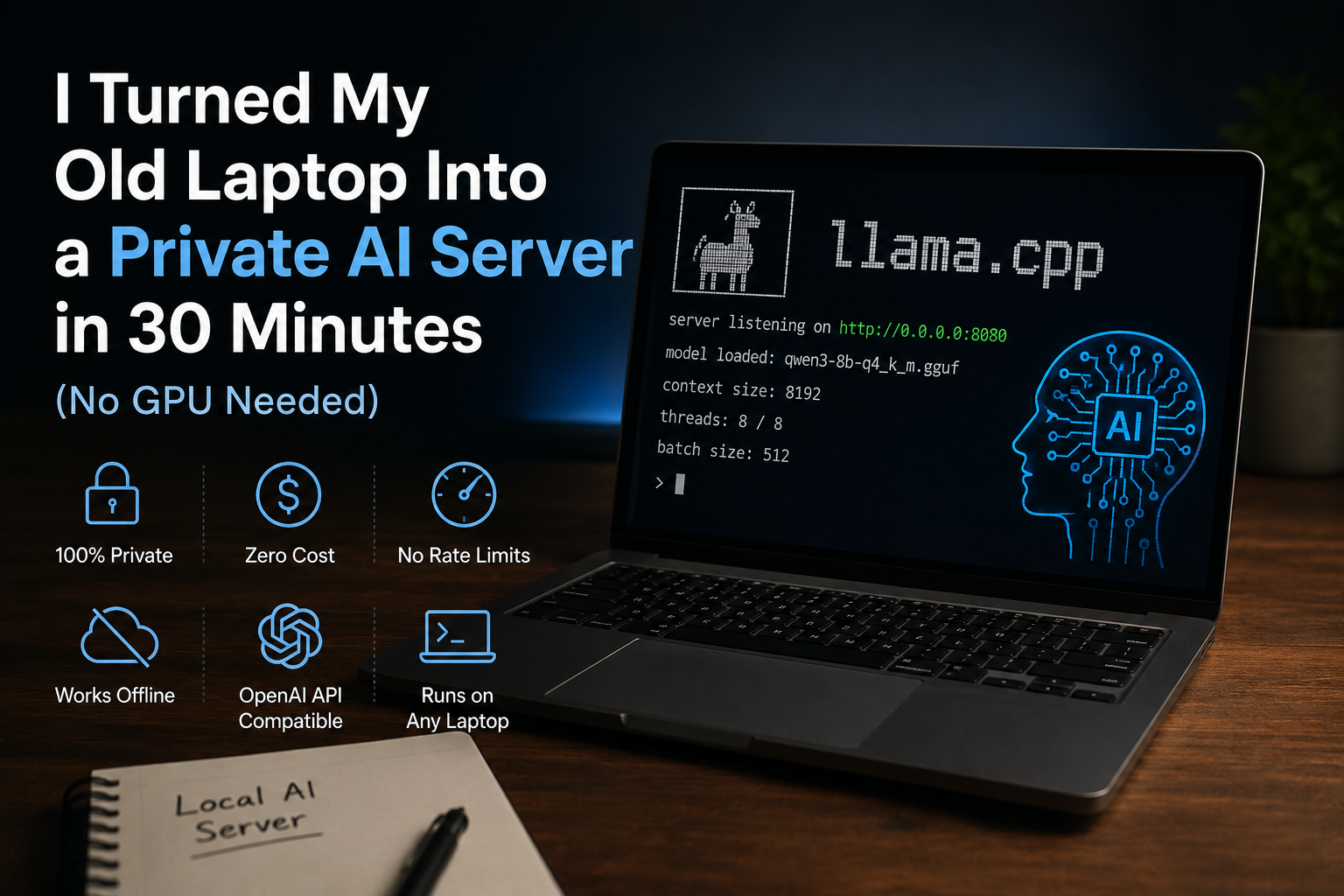 I Turned My Old Laptop Into a Private AI Server in 30 Minutes (No GPU Needed)