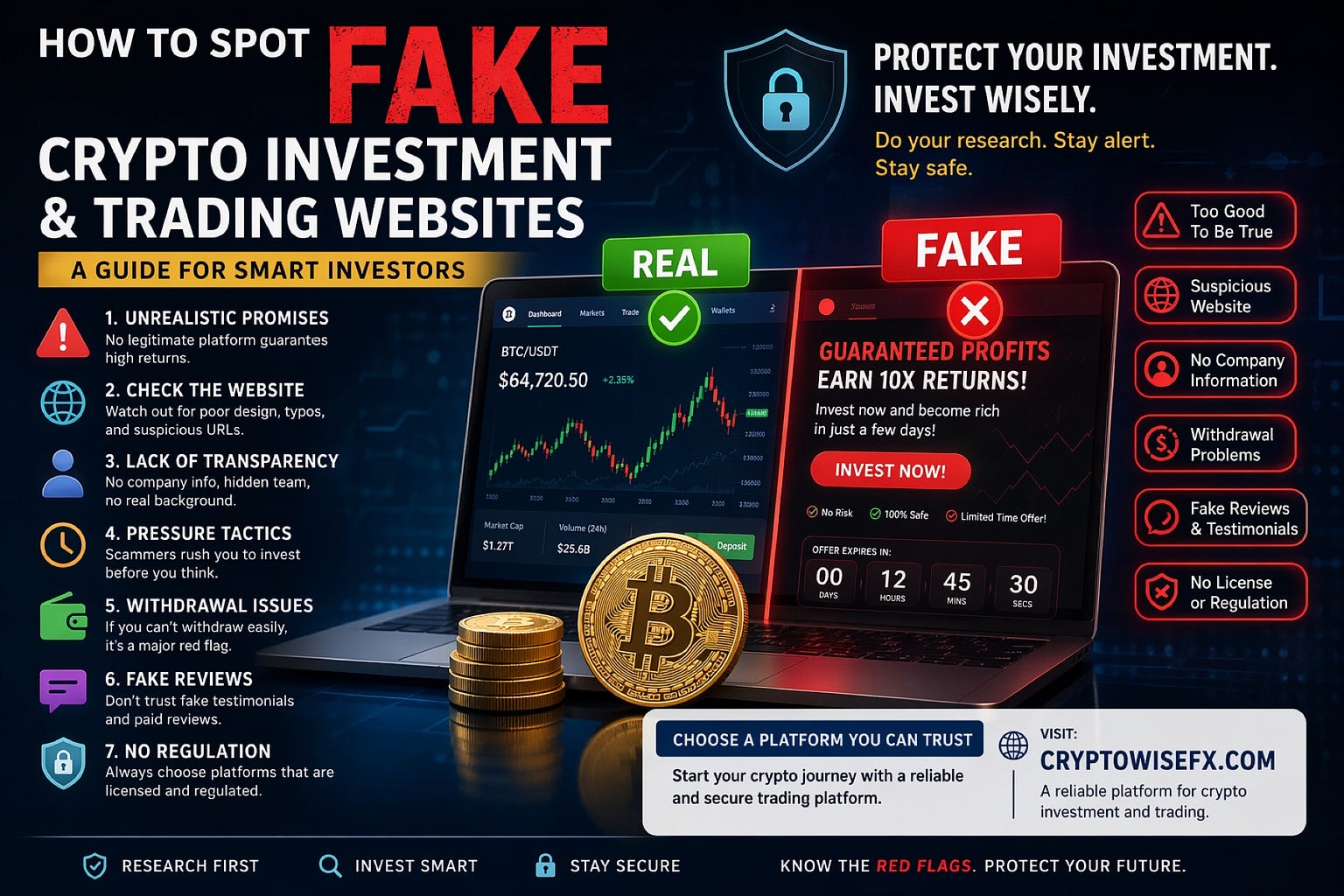 How to Identify Fake Cryptocurrency Investment & Trading Websites