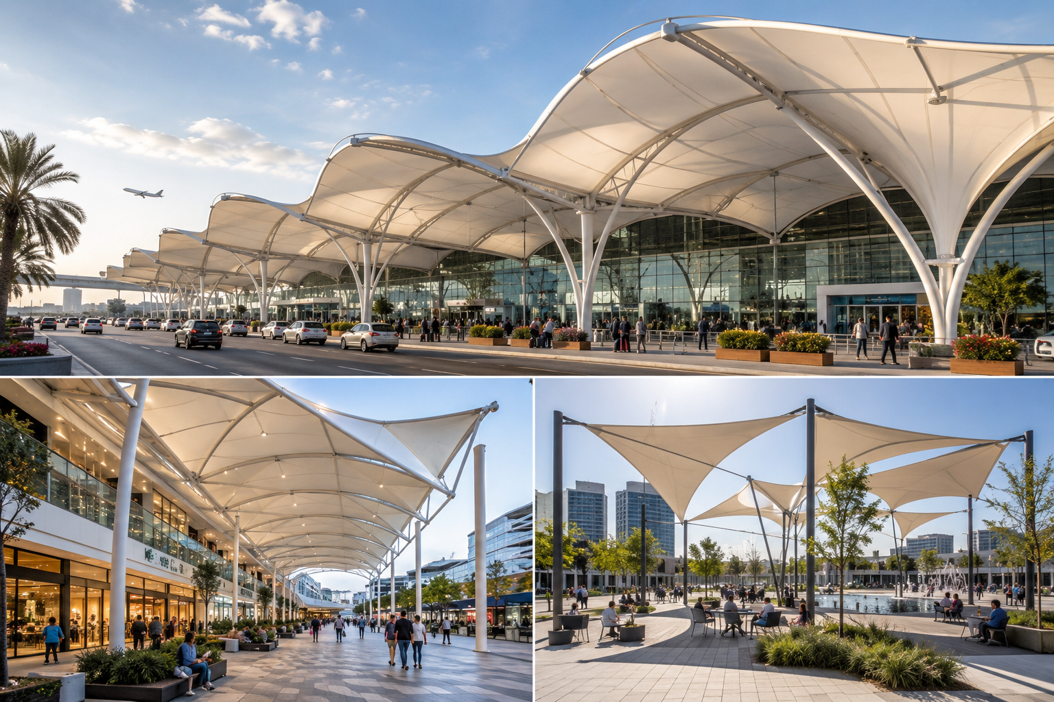 Best Applications of Tensile Fabric Structures in Airports Malls and P Best Applications of Tensile Fabric Structures in Airports Malls and P