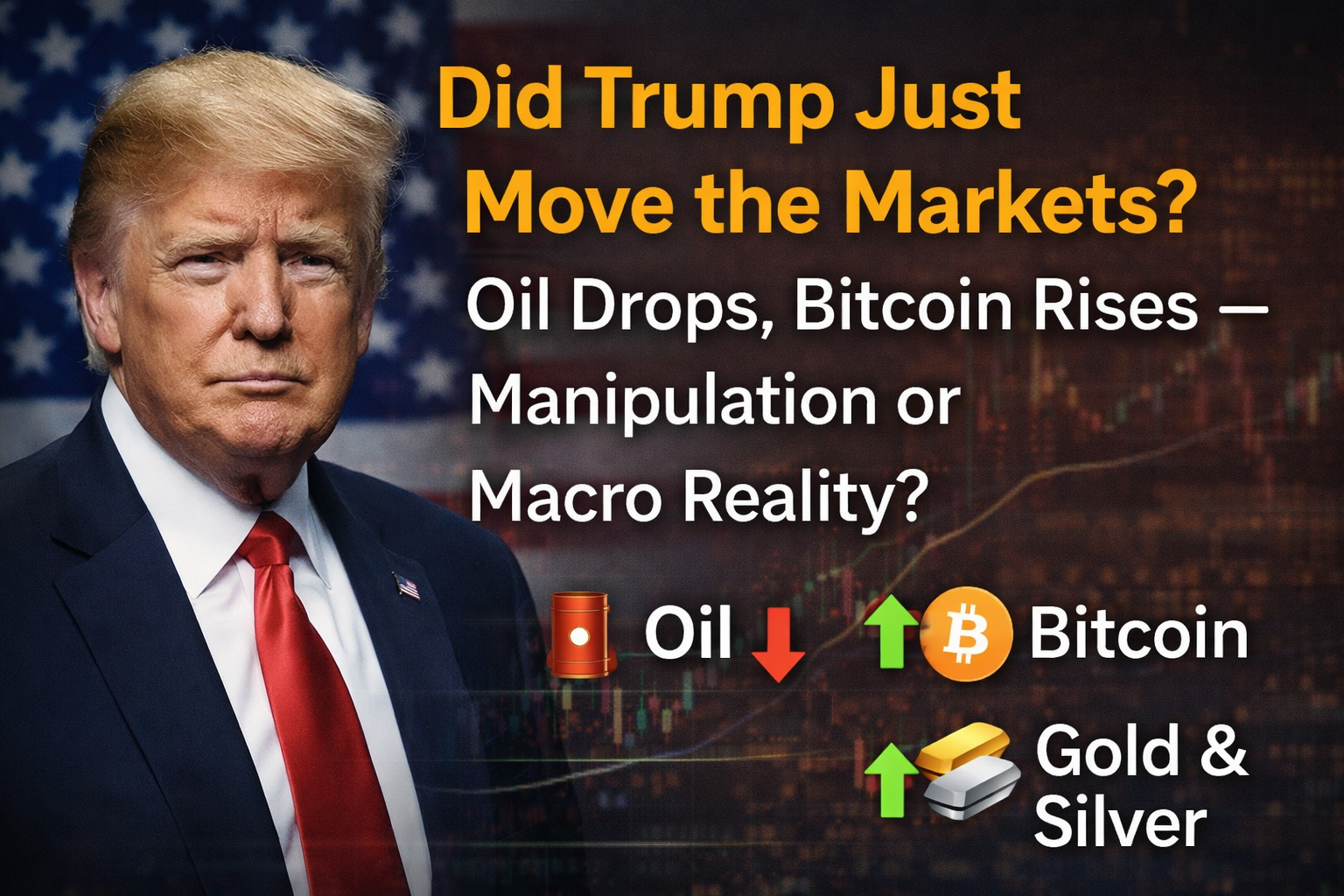 Did Trump Just Move the Markets? Oil Drops, Bitcoin Rises — Manipulation or Macro Reality?