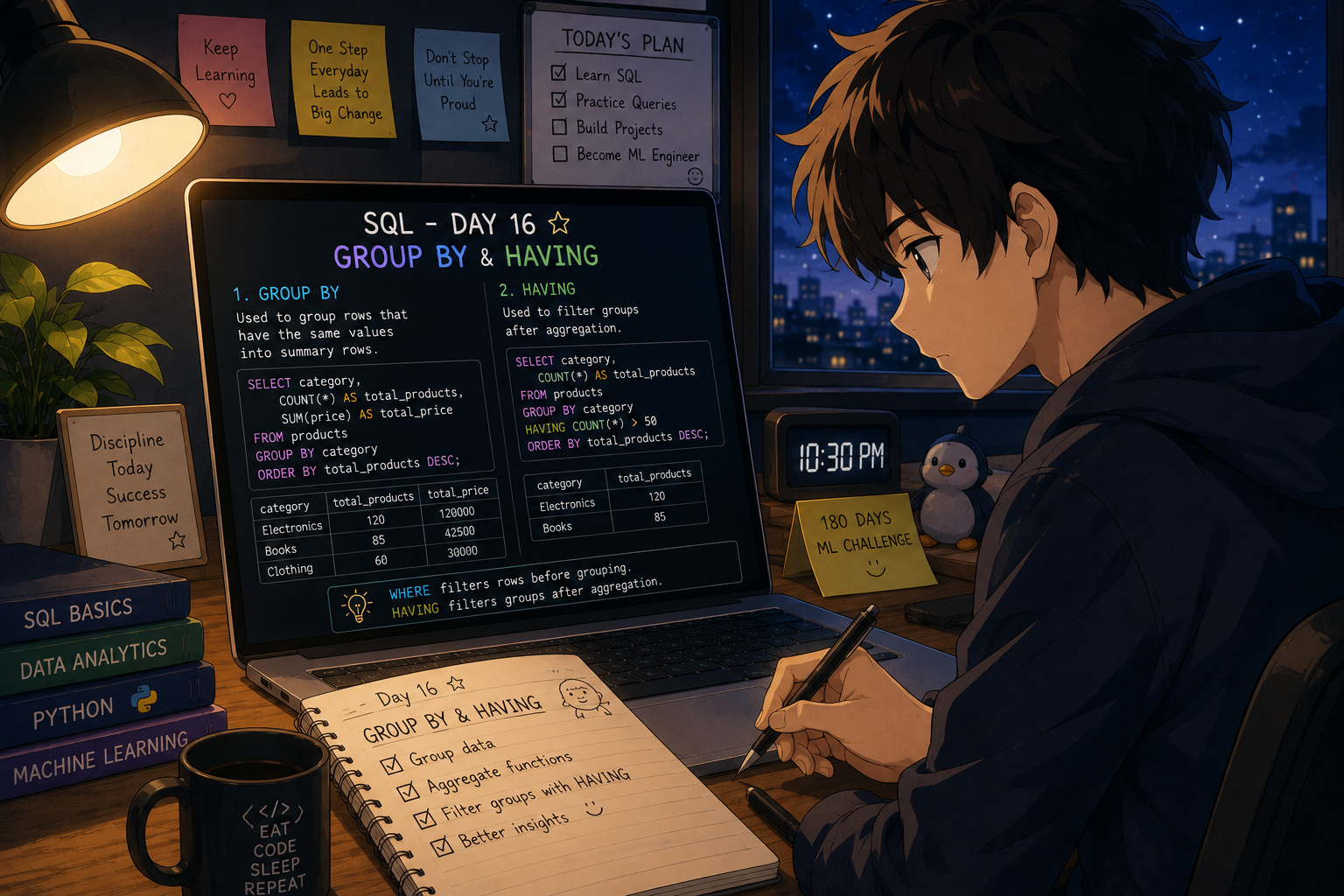 Day 16 of 180 Days of Machine Learning — SQL Is Finally Starting to Make Sense