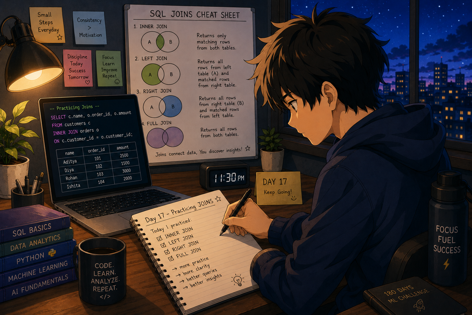 Day 17 of 180 Days of Machine Learning — Practicing SQL Joins