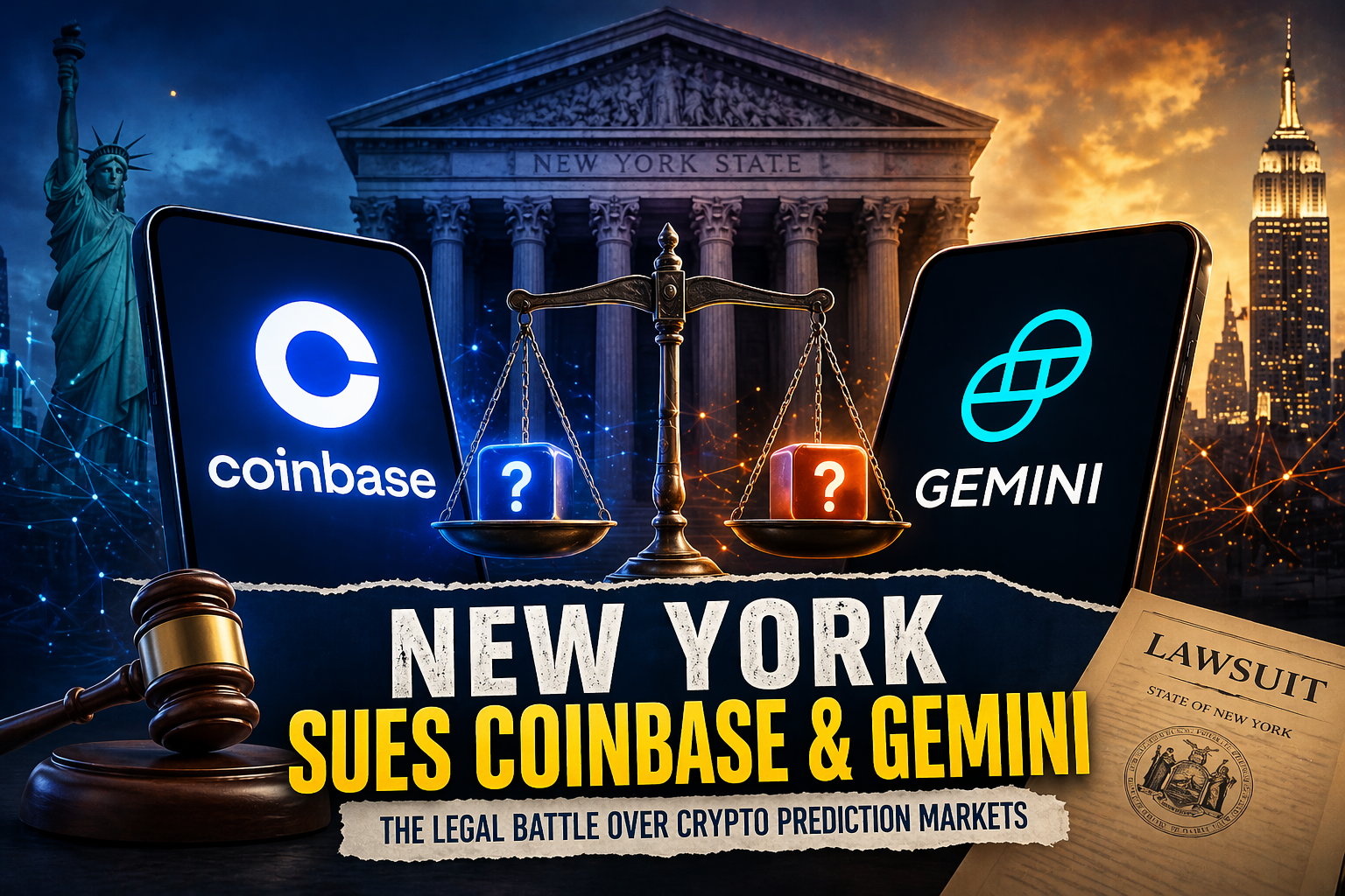 $3.4B Lawsuit: New York vs Coinbase & Gemini Over Crypto Prediction Markets