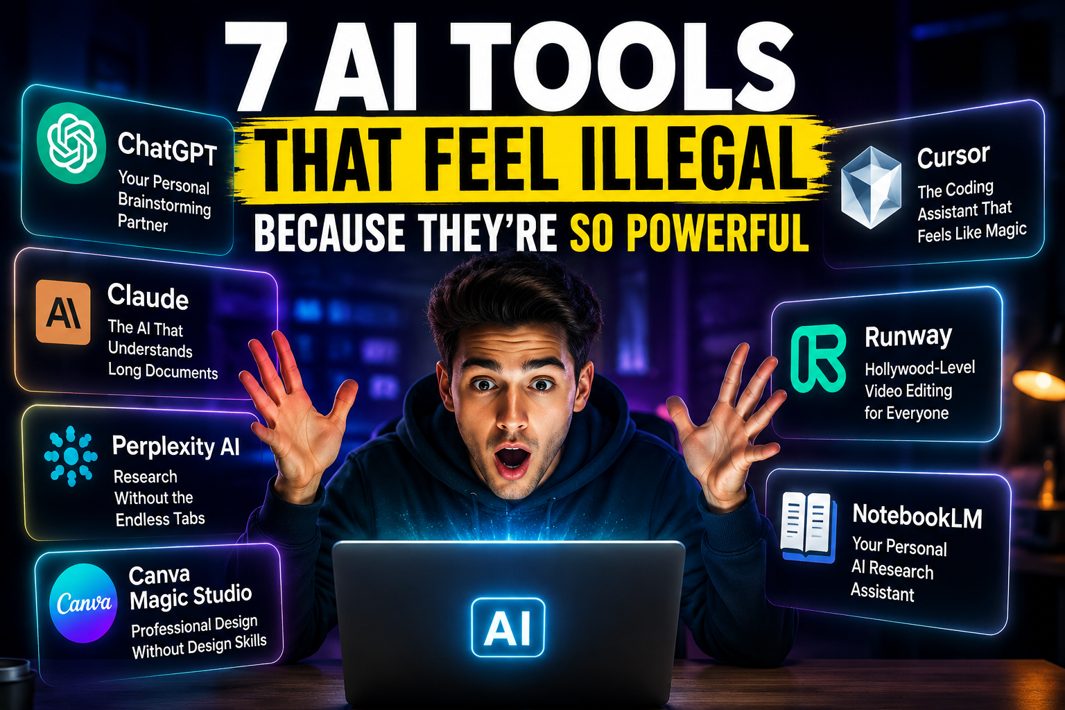 7 AI Tools That Feel Illegal Because They’re So Powerful.