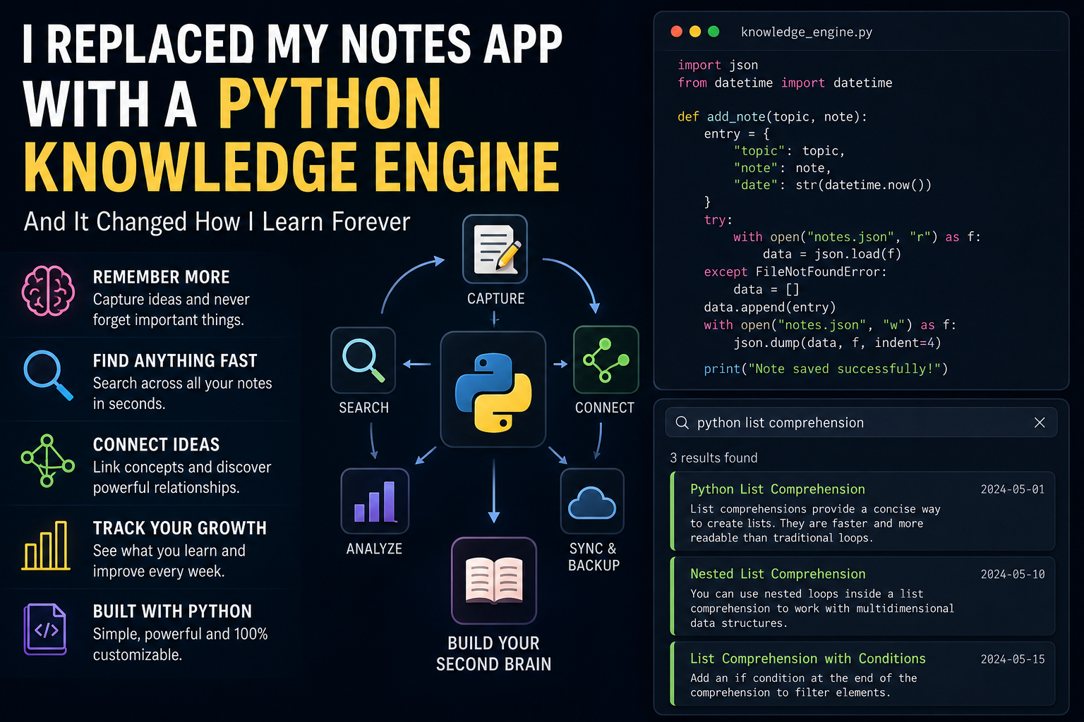 I Replaced My Notes App With a Python Knowledge Engine — and It Changed How I Learn Forever