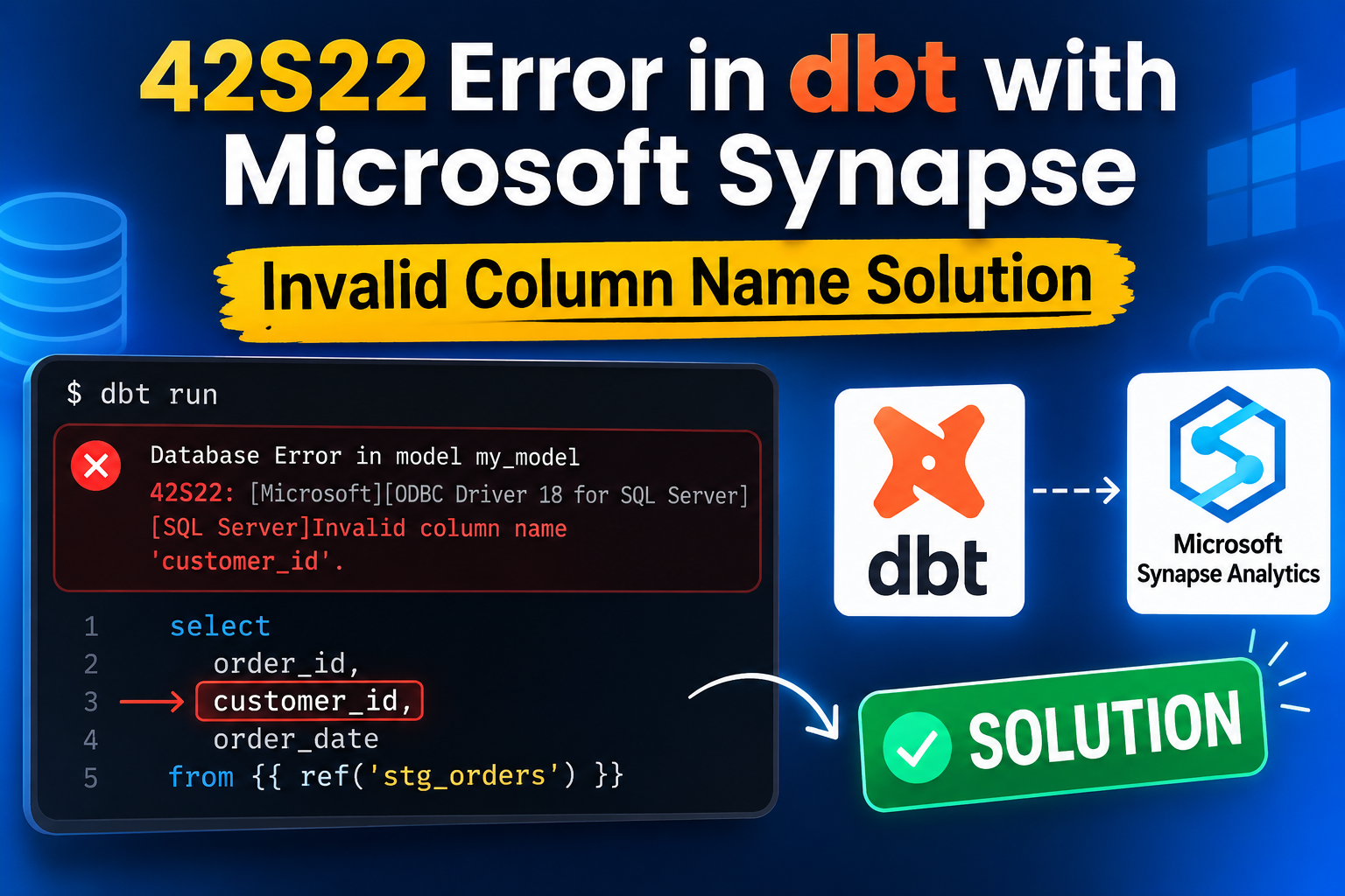 Fixing 42S22 Error in dbt for Microsoft Synapse
