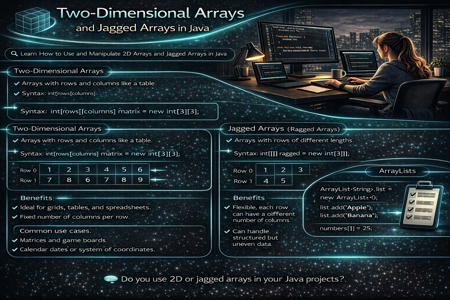 Day 34 of Learning Java: Two-Dimensional Arrays and Jagged Arrays in Java