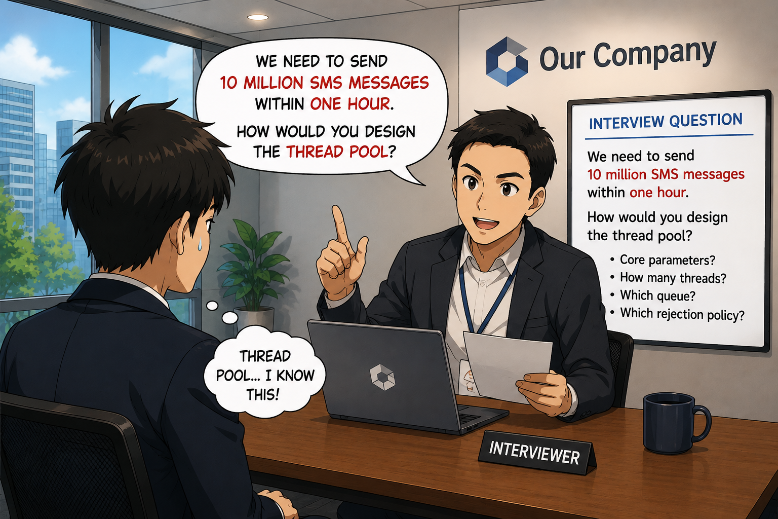 Interviewer: “How Would You Design a Thread Pool to Send 10 Million SMS Messages in One Hour?”