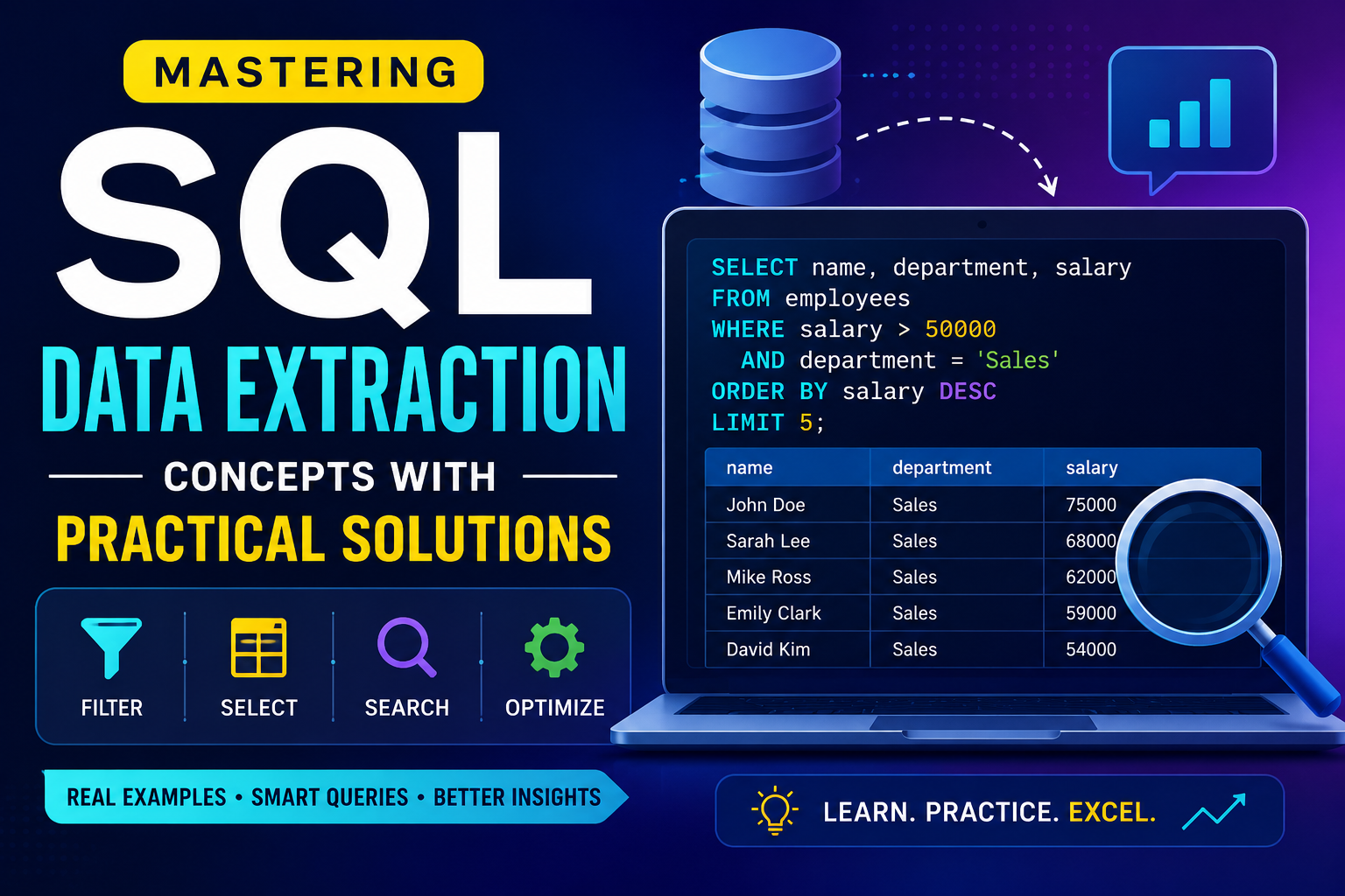 Mastering SQL Data Extraction -Concepts with Practical Solutions (SQL SERIES)