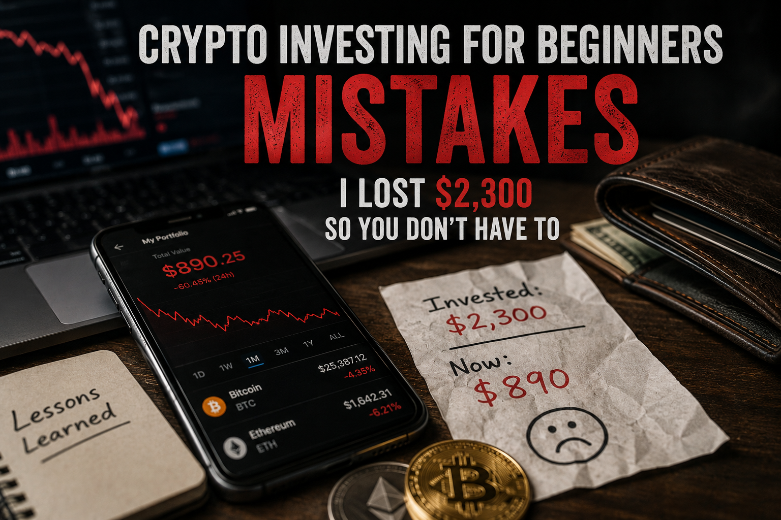 Crypto Investing for Beginners Mistakes — I Lost $2,300 So You Don’t Have To