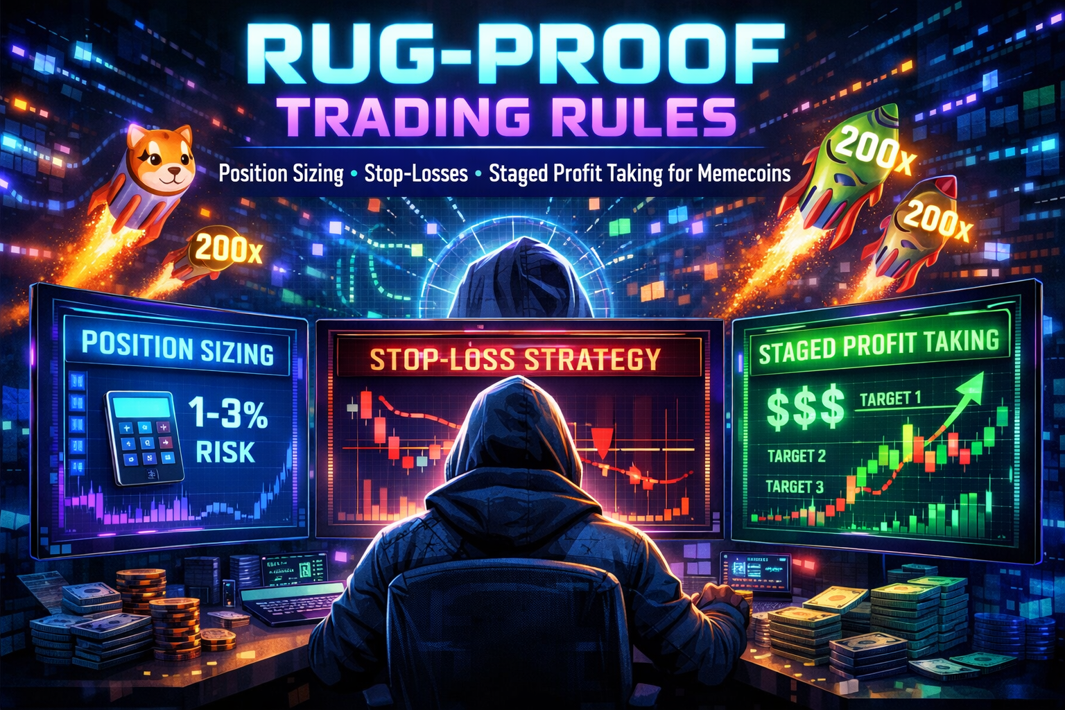 Rug-Proof Trading Rules: Position Sizing, Stop-Losses & Staged Profit Taking for Memecoins
