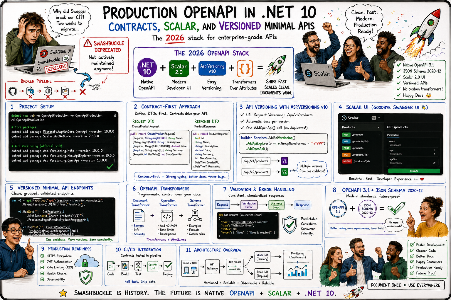 Production OpenAPI in .NET 10: Contracts, Scalar, and Versioned Minimal APIs