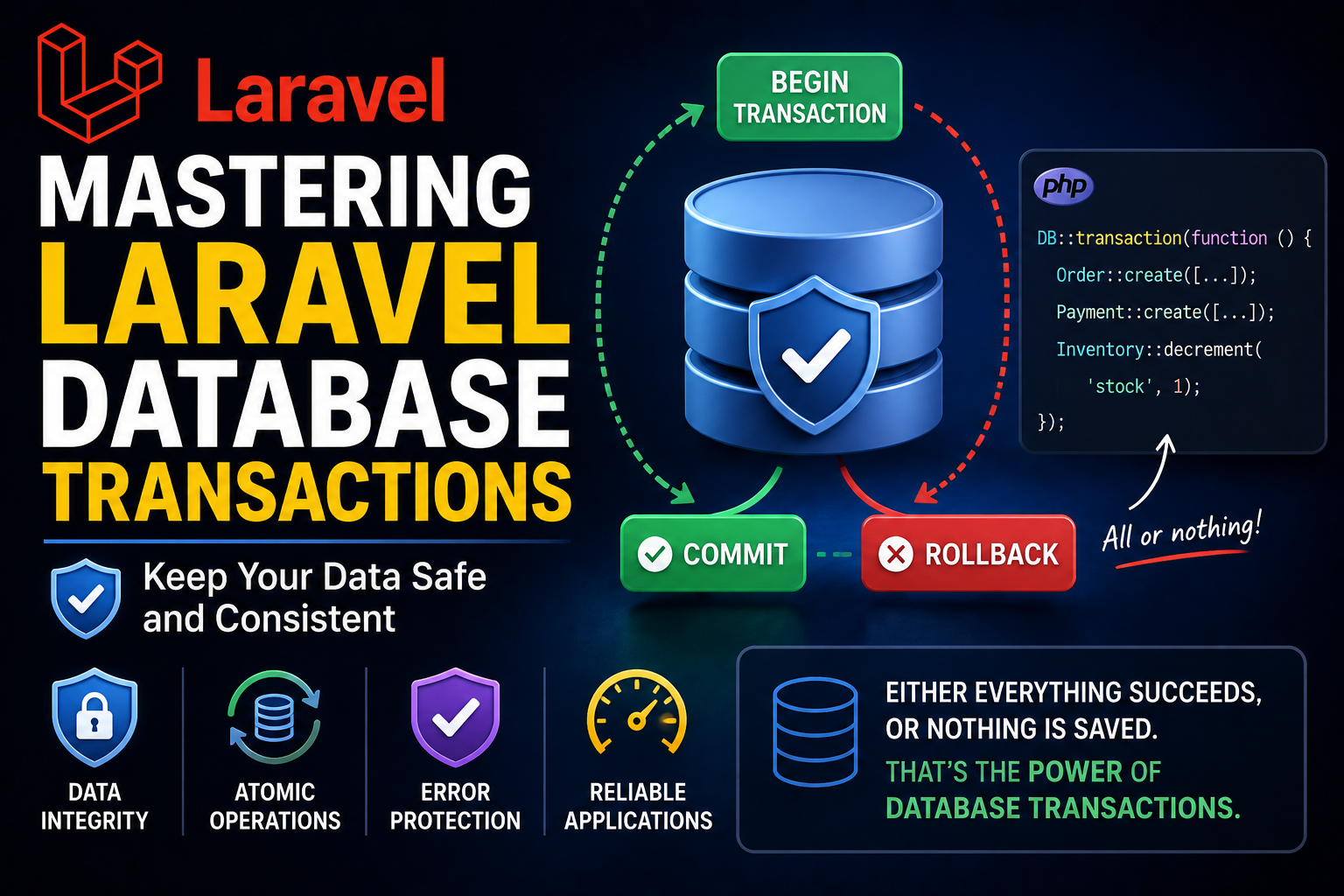 Mastering Laravel Database Transactions: Keep Your Data Safe and Consistent