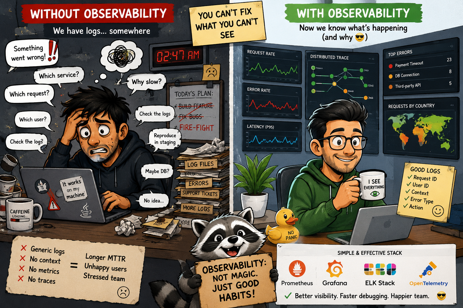 Why startups should build logging, metrics, and troubleshooting visibility into their products…