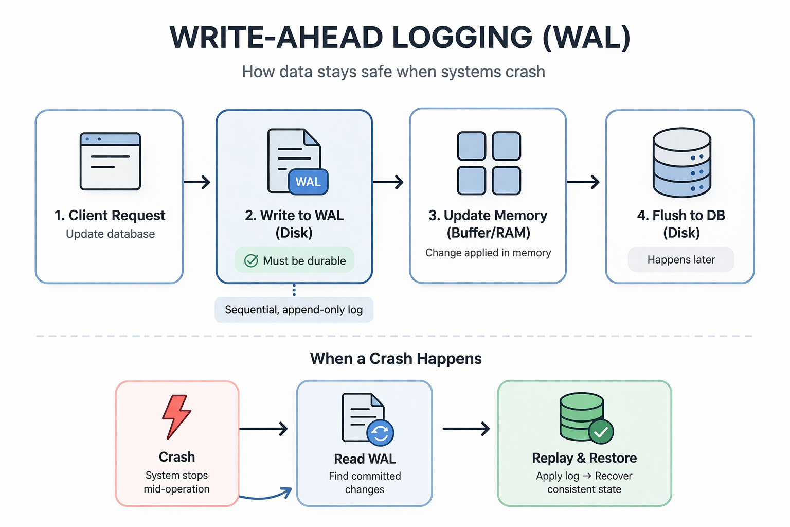 Write-Ahead Logging : The Simple Idea That Makes Databases Crash-Proof