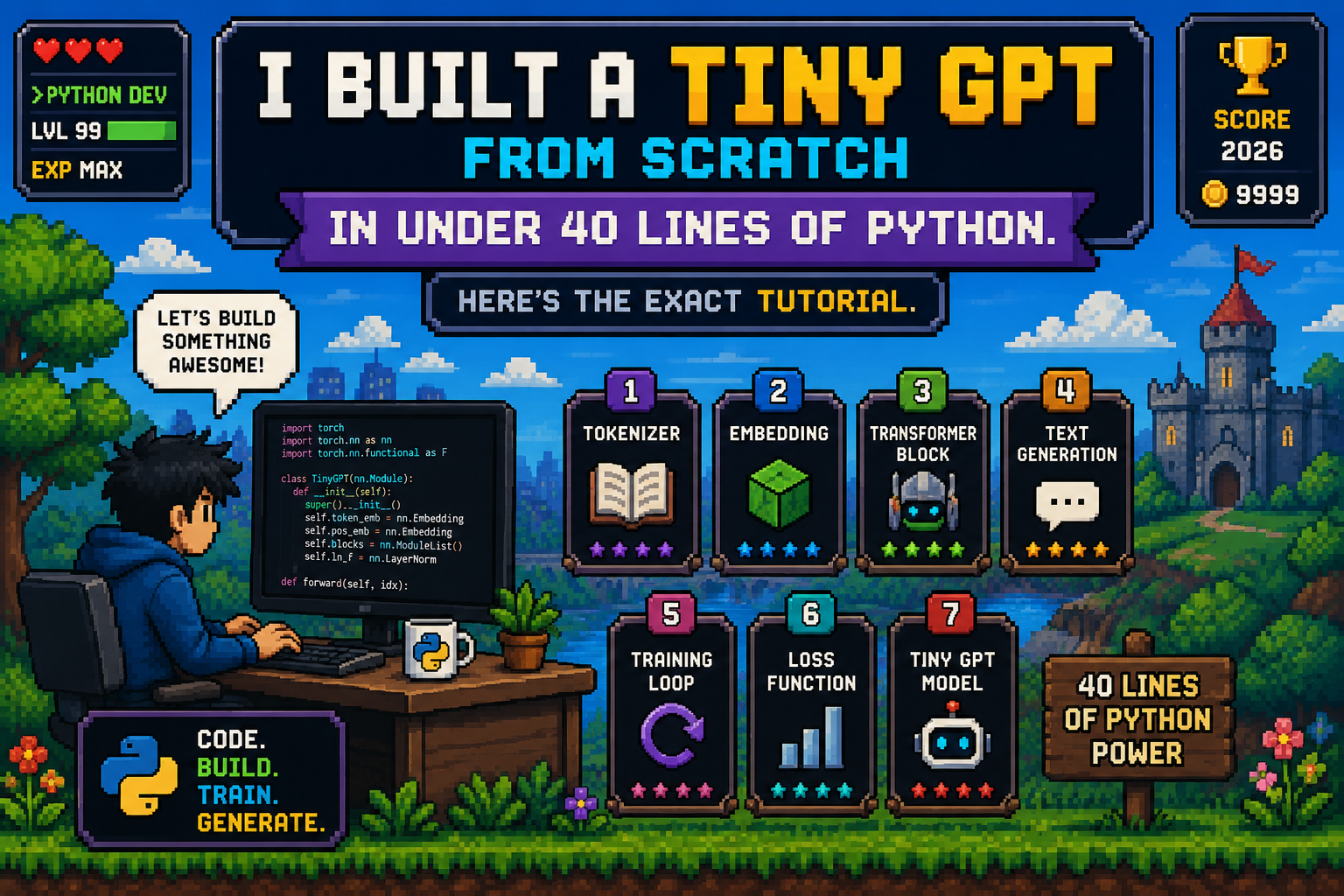 I Built a Tiny GPT From Scratch in Under 40 Lines of Python. Here’s the Exact Tutorial.