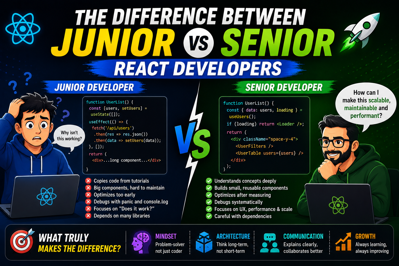 The Difference Between Junior and Senior React Developers