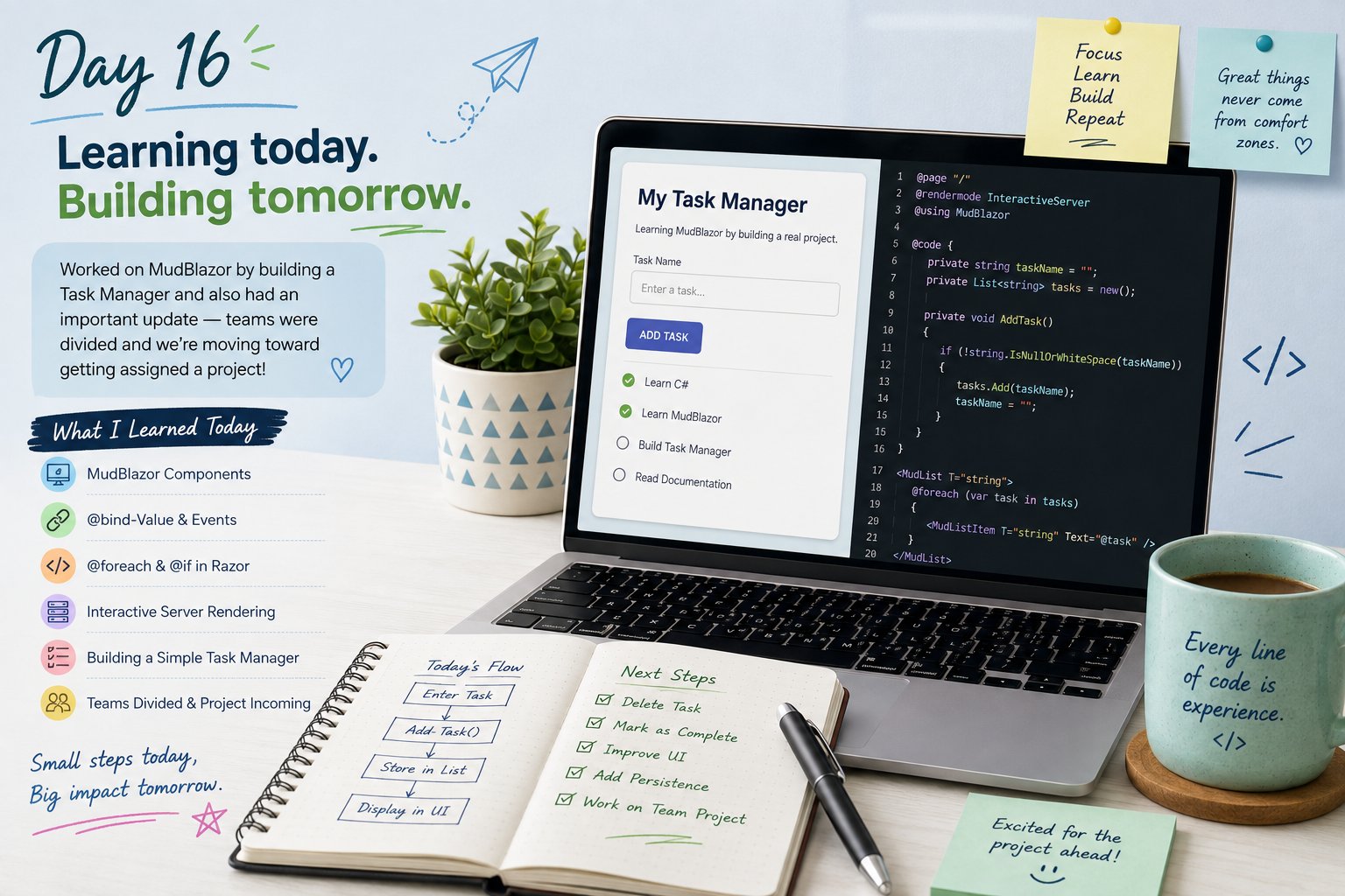 Day 16: From Learning MudBlazor to Getting Ready for My First Project