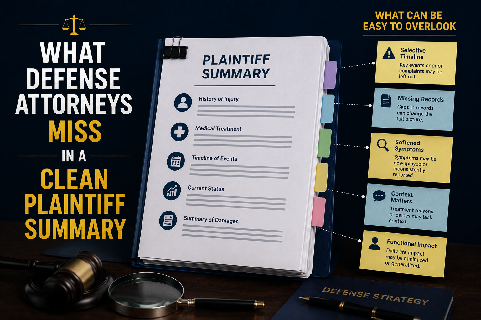 What Defense Attorneys Miss in a Clean Plaintiff Summary