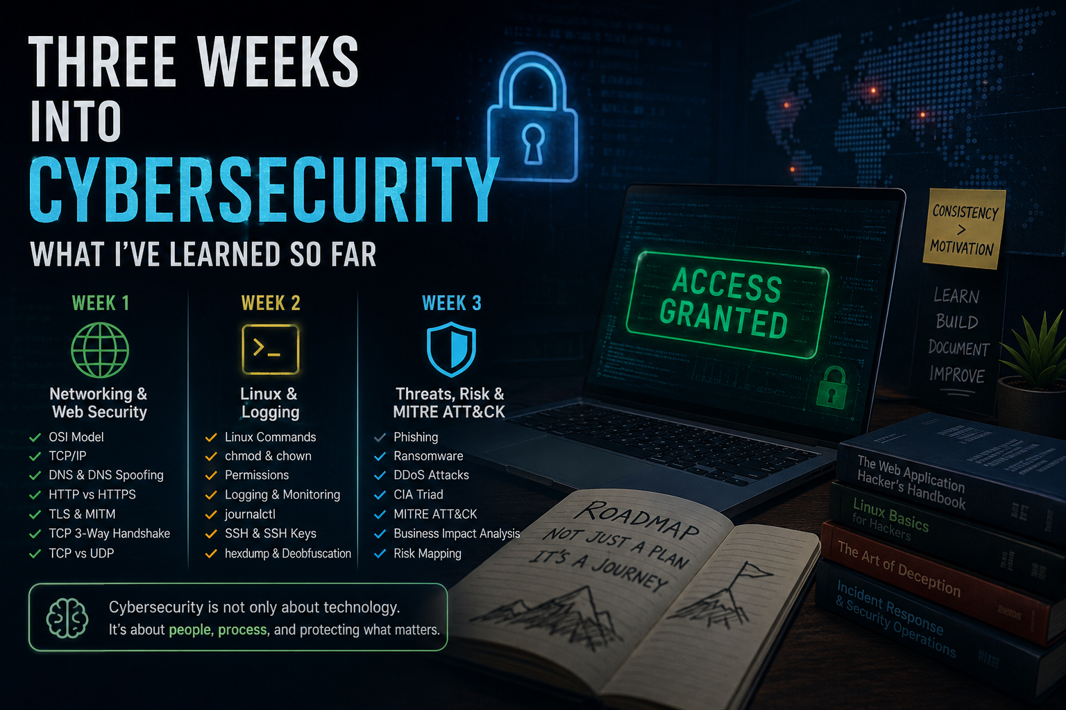 Three Weeks Into Cybersecurity: What I’ve Learned So Far