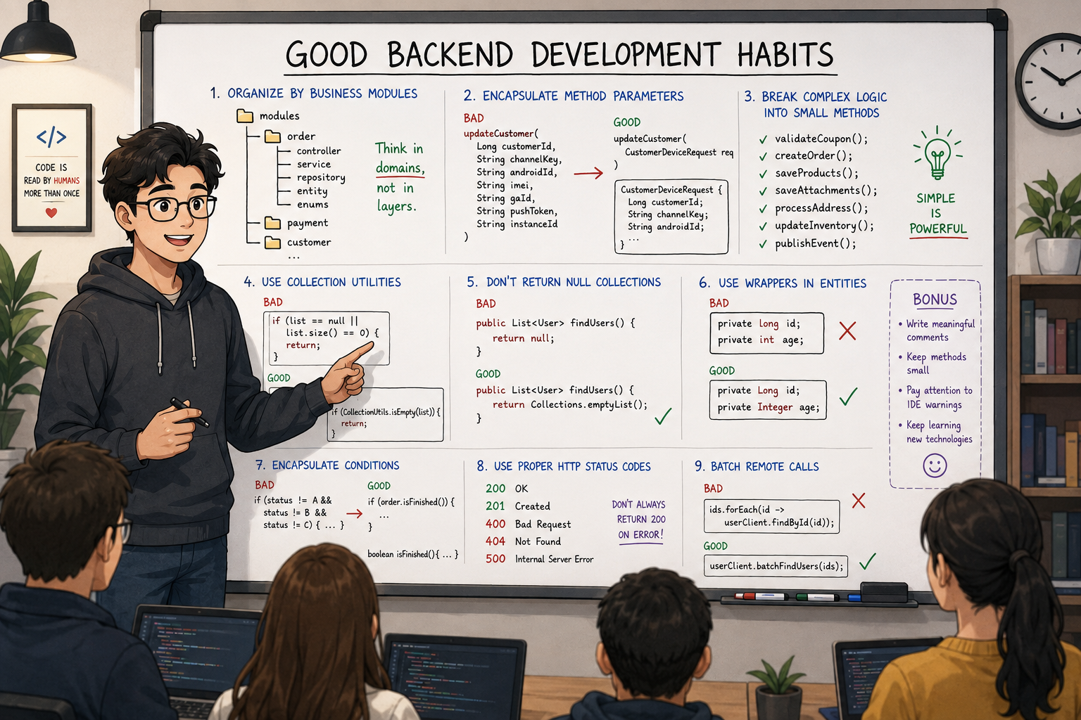 What are some good backend development habits?