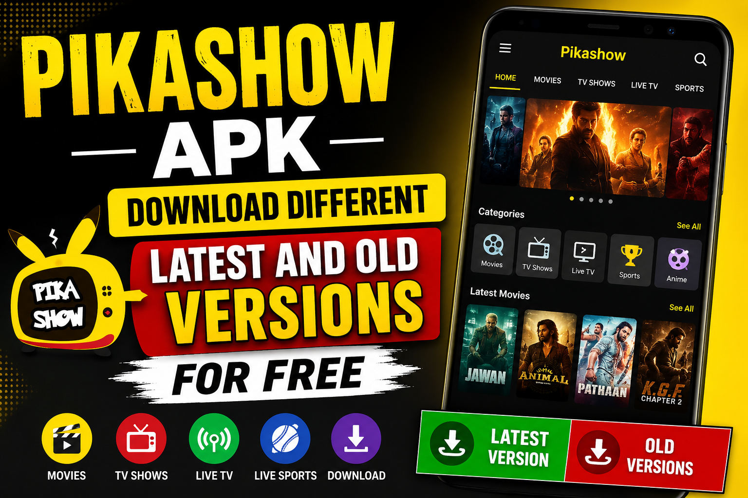 Pikashow APK — Download different Latest and old versions for free