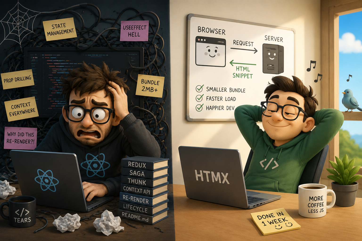 I Spent Two Years Maintaining a React SPA. HTMX Rebuilt It in a Week