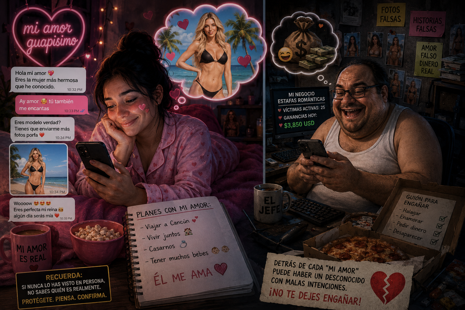 Cuando el amor llega por mensaje… y termina vaciando tu cuenta bancaria