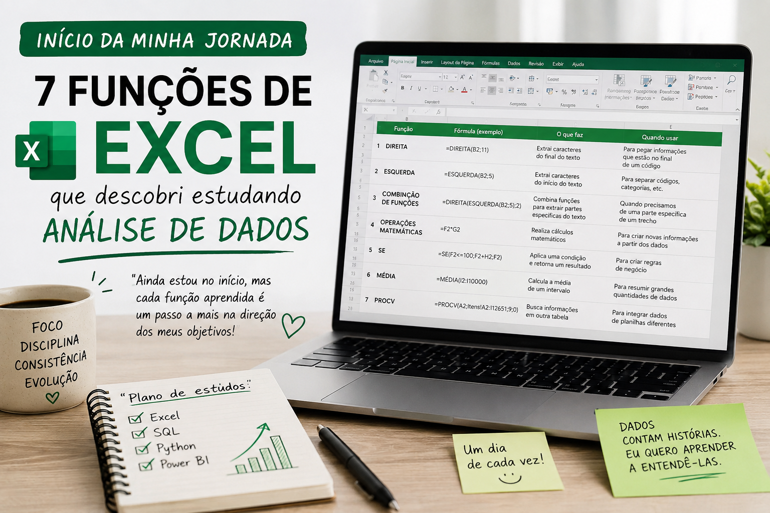 7 Funções de Excel que Descobri no Início da Minha Jornada em Análise de Dados