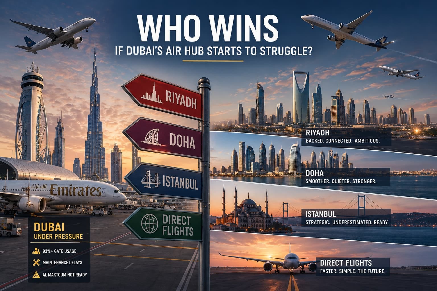 Dubai’s Aviation Dominance Is Under Pressure. Riyadh Doha and Istanbul