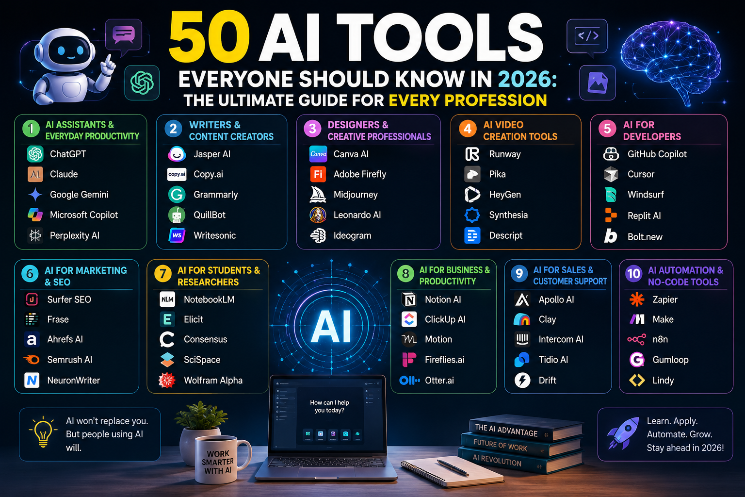 50 AI Tools Everyone Should Know in 2026: The Ultimate Guide for Every Profession