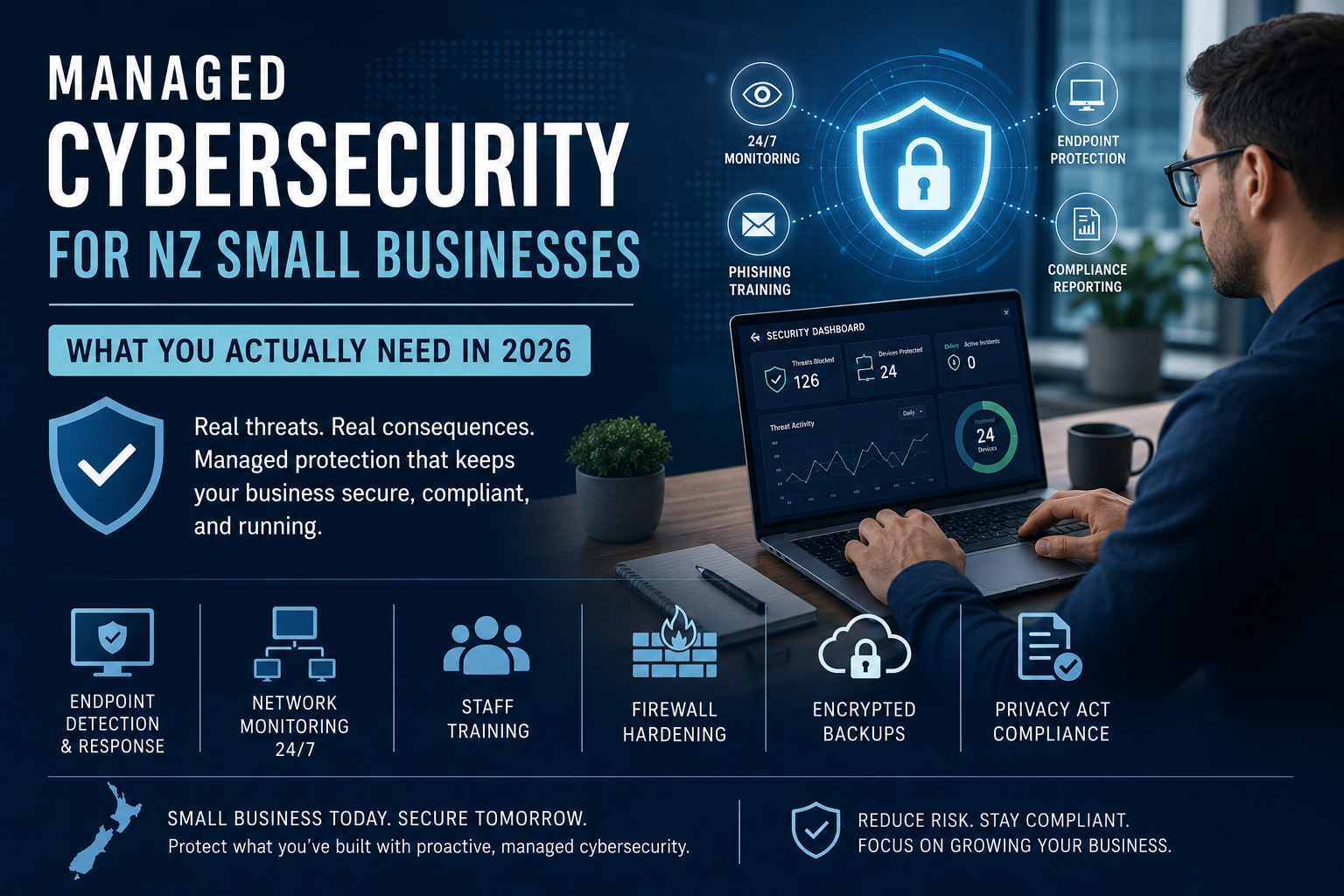 Managed Cybersecurity for NZ Small Businesses: What You Actually Need in 2026