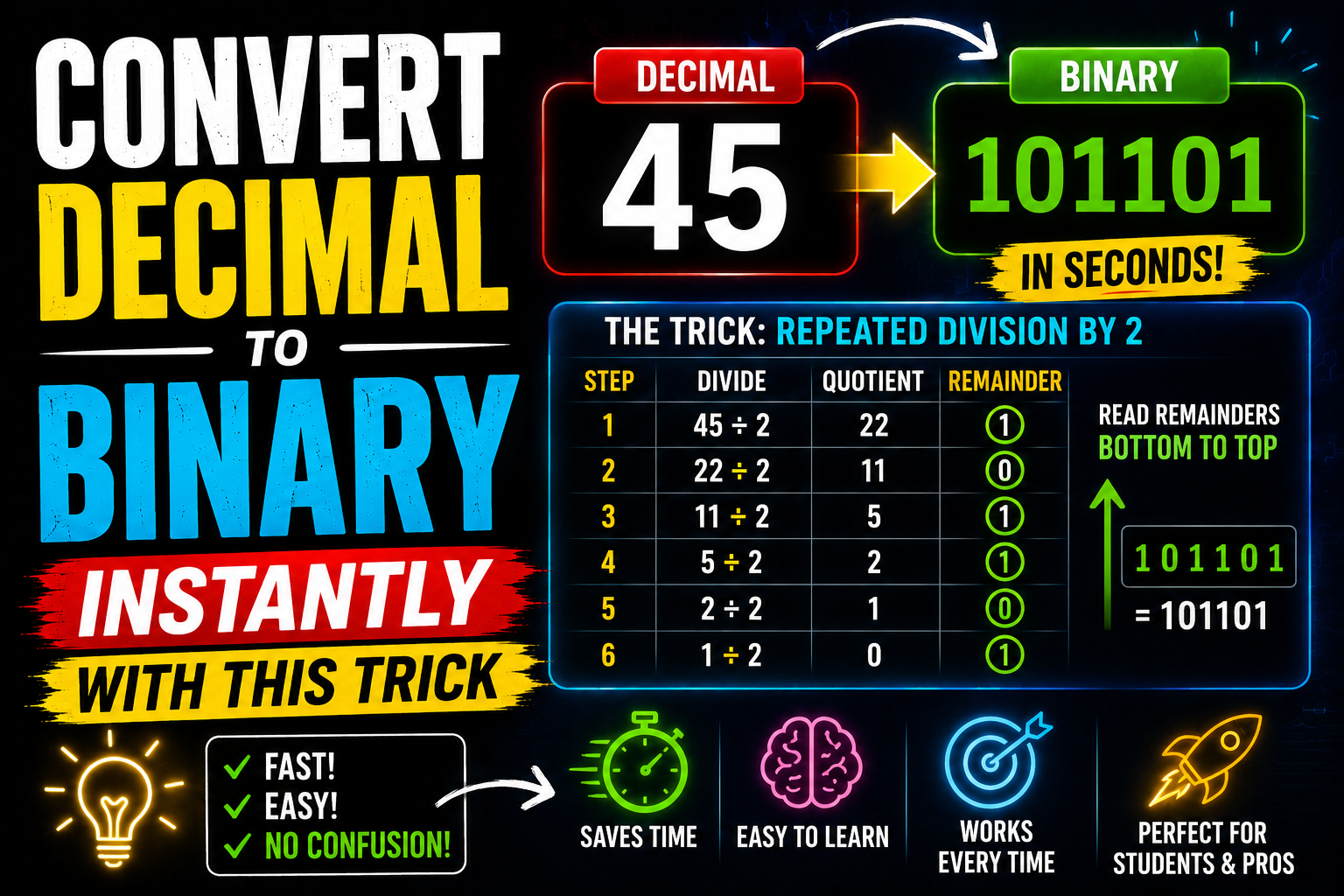 Convert Decimal to Binary Instantly With This Trick