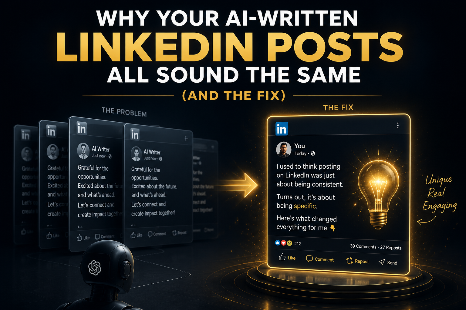 Why Your AI-Written LinkedIn Posts All Sound the Same (And the Fix)