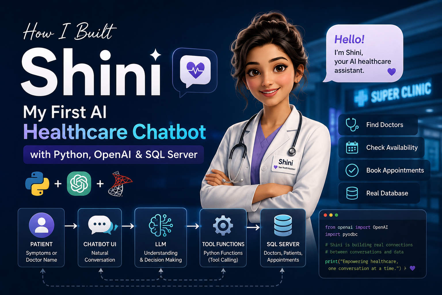 How I Built “Shini”: My First AI Healthcare Chatbot with Python, OpenAI and SQL Server