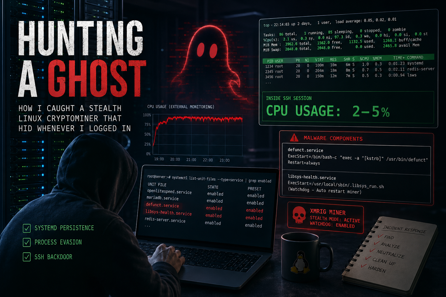 Hunting a “Ghost” Process: How I Tracked Down a Linux Cryptominer That Disappeared Whenever I…